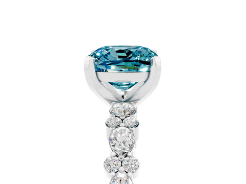 White gold Fancy White Cushion Cut Blue Topaz Solitaire with Side Stones, Pave Band, Four-Prong Setting_17
