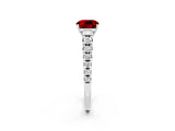 White gold Fancy White Cushion Cut Ruby Solitaire Ring with Cathedral Setting and Pavé Band_2