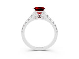White gold Fancy White Cushion Cut Ruby Solitaire Ring with Cathedral Setting and Pavé Band_3