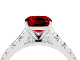 White gold Fancy White Cushion Cut Ruby Solitaire Ring with Cathedral Setting and Pavé Band_4