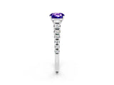 White gold Fancy White Cushion Cut Tanzanite Solitaire Ring with Cathedral Setting and Pavé Band_2