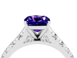 White gold Fancy White Cushion Cut Tanzanite Solitaire Ring with Cathedral Setting and Pavé Band_4