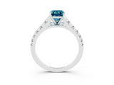 White gold Fancy White Emerald Cut Blue Topaz Solitaire Ring with Cathedral Setting and Pavé Band_3