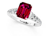White gold Fancy White Emerald Cut Garnet Solitaire Ring with Cathedral Setting and Pavé Band_1