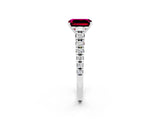 White gold Fancy White Emerald Cut Garnet Solitaire Ring with Cathedral Setting and Pavé Band_2