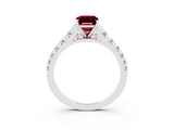 White gold Fancy White Emerald Cut Garnet Solitaire Ring with Cathedral Setting and Pavé Band_3