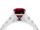 White gold Fancy White Emerald Cut Garnet Solitaire Ring with Cathedral Setting and Pavé Band_4