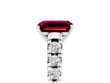 White gold Fancy White Emerald Cut Garnet Solitaire Ring with Cathedral Setting and Pavé Band_5