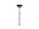 White gold Fancy White Emerald Cut Garnet Solitaire with Side Stones on a Pavé Band and Four-Prong Setting_2