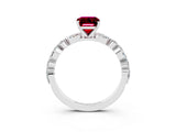 White gold Fancy White Emerald Cut Garnet Solitaire with Side Stones on a Pavé Band and Four-Prong Setting_3