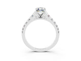 White gold Fancy White Emerald Cut Moissanite Solitaire Ring with Cathedral Setting and Pavé Band_3