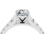 White gold Fancy White Emerald Cut Moissanite Solitaire Ring with Cathedral Setting and Pavé Band_4