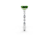 White gold Fancy White Emerald Cut Peridot Solitaire with Side Stones on a Pavé Band and Four-Prong Setting_2