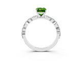 White gold Fancy White Emerald Cut Peridot Solitaire with Side Stones on a Pavé Band and Four-Prong Setting_3