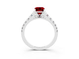 White gold Fancy White Emerald Cut Ruby Solitaire Ring with Cathedral Setting and Pavé Band_3