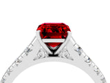 White gold Fancy White Emerald Cut Ruby Solitaire Ring with Cathedral Setting and Pavé Band_4