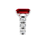 White gold Fancy White Emerald Cut Ruby Solitaire Ring with Cathedral Setting and Pavé Band_5