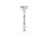 White gold Fancy White Heart Cut Moissanite Solitaire with Side Stones on a Pavé Band and Four-Prong Setting_2