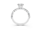 White gold Fancy White Heart Cut Moissanite Solitaire with Side Stones on a Pavé Band and Four-Prong Setting_3