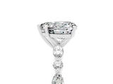 White gold Fancy White Heart Cut Moissanite Solitaire with Side Stones on a Pavé Band and Four-Prong Setting_5
