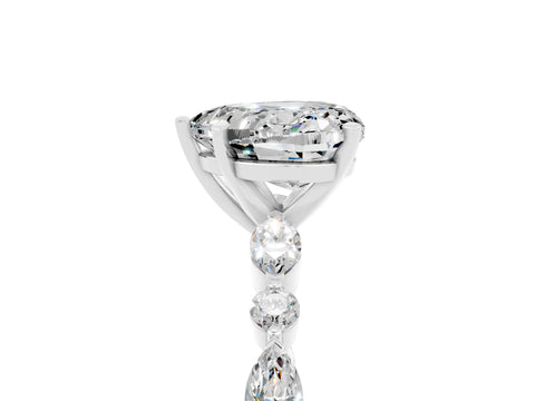 White gold Fancy White Heart Cut Moissanite Solitaire with Side Stones on a Pavé Band and Four-Prong Setting_5