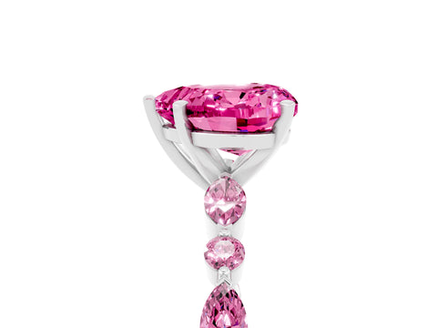 White gold Fancy White Heart Cut Pink Sapphire Solitaire with Side Stones on a Pavé Band and Four-Prong Setting_5