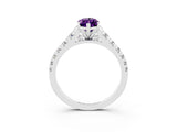 White gold Fancy White Marquise Cut Amethyst Solitaire Ring with Cathedral Setting and Pavé Band_3