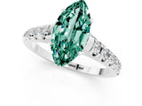 White gold Fancy White Marquise Cut Green Sapphire Solitaire Ring with Cathedral Setting and Pavé Band_1