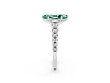 White gold Fancy White Marquise Cut Green Sapphire Solitaire Ring with Cathedral Setting and Pavé Band_2