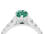 White gold Fancy White Marquise Cut Green Sapphire Solitaire Ring with Cathedral Setting and Pavé Band_4