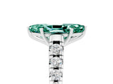 White gold Fancy White Marquise Cut Green Sapphire Solitaire Ring with Cathedral Setting and Pavé Band_5