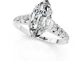 White gold Fancy White Marquise Cut Moissanite Solitaire Ring with Cathedral Setting and Pavé Band_1