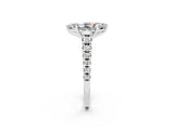 White gold Fancy White Marquise Cut Moissanite Solitaire Ring with Cathedral Setting and Pavé Band_2