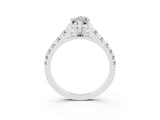 White gold Fancy White Marquise Cut Moissanite Solitaire Ring with Cathedral Setting and Pavé Band_3