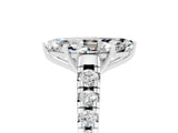 White gold Fancy White Marquise Cut Moissanite Solitaire Ring with Cathedral Setting and Pavé Band_5