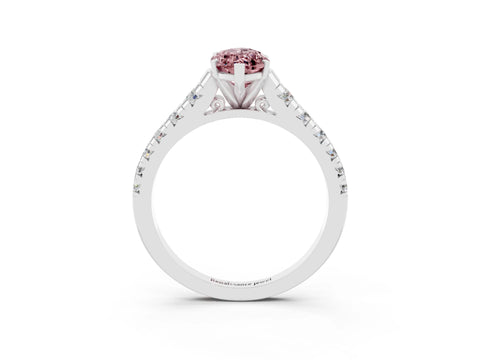 White gold Fancy White Marquise Cut Morganite Solitaire Ring with Cathedral Setting and Pavé Band_3