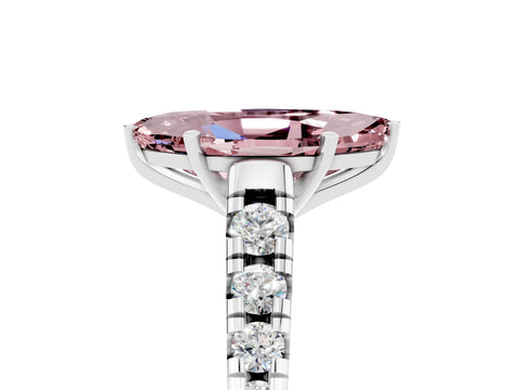 White gold Fancy White Marquise Cut Morganite Solitaire Ring with Cathedral Setting and Pavé Band_5