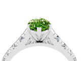 White gold Fancy White Marquise Cut Peridot Solitaire Ring with Cathedral Setting and Pavé Band_4