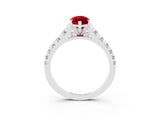 White gold Fancy White Marquise Cut Ruby Solitaire Ring with Cathedral Setting and Pavé Band_3