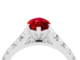 White gold Fancy White Marquise Cut Ruby Solitaire Ring with Cathedral Setting and Pavé Band_4