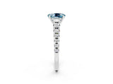 White gold Fancy White Oval Cut Aquamarine Solitaire Ring with Cathedral Setting and Pavé Band_2