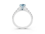 White gold Fancy White Oval Cut Aquamarine Solitaire Ring with Cathedral Setting and Pavé Band_3