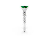 White gold Fancy White Oval Cut Emerald Solitaire Ring with Cathedral Setting and Pavé Band_2