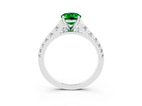 White gold Fancy White Oval Cut Emerald Solitaire Ring with Cathedral Setting and Pavé Band_3