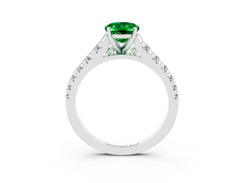White gold Fancy White Oval Cut Emerald Solitaire Ring with Cathedral Setting and Pavé Band_3