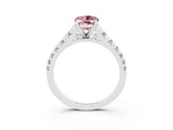 White gold Fancy White Oval Cut Morganite Solitaire Ring with Cathedral Setting and Pavé Band_3