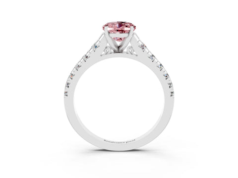 White gold Fancy White Oval Cut Morganite Solitaire Ring with Cathedral Setting and Pavé Band_3