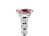White gold Fancy White Oval Cut Morganite Solitaire Ring with Cathedral Setting and Pavé Band_5