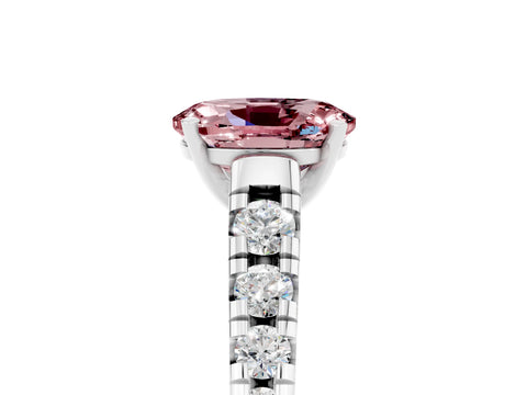 White gold Fancy White Oval Cut Morganite Solitaire Ring with Cathedral Setting and Pavé Band_5