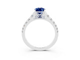 White gold Fancy White Pear Cut Blue Sapphire Solitaire Ring with Cathedral Setting and Pavé Band_3
